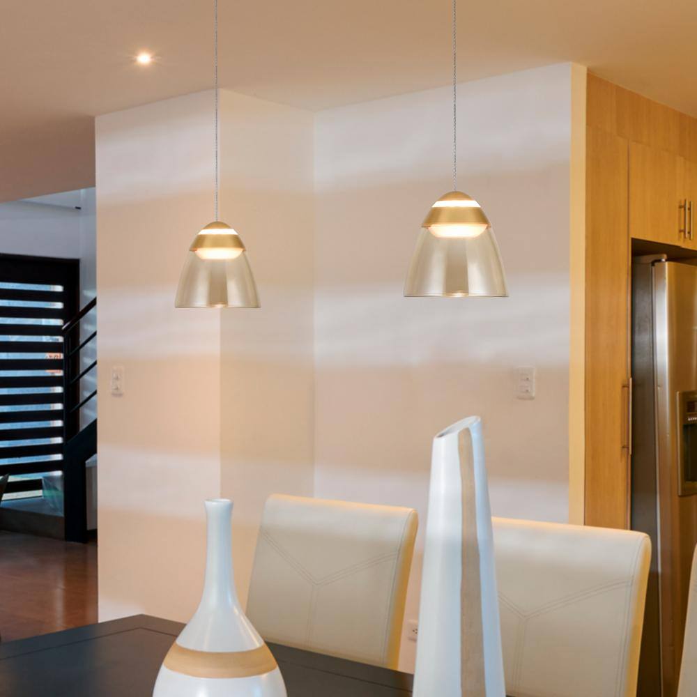 Roma Contemporary Gold LED Pendant Light with Glass Shade