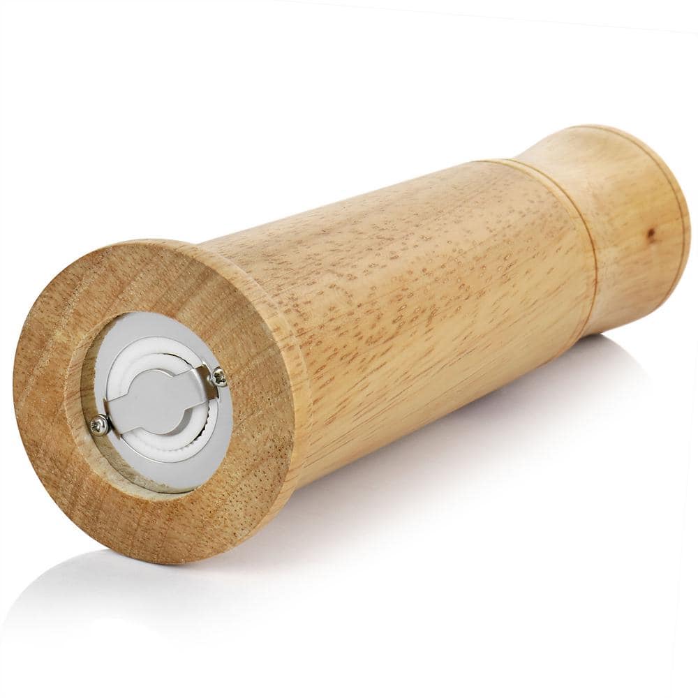 9-Inch Brown Rubberwood Pepper Grinder with Steel Core