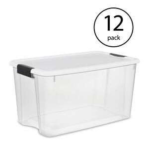Clear Sterilite Bins 30 Quart/28 Liter Ultra Latch Box Clear White Lid 6-Packs 
