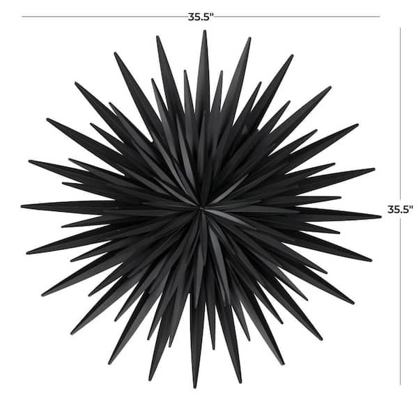 Metal Black Large Layered 3D Sunburst Wall Decor