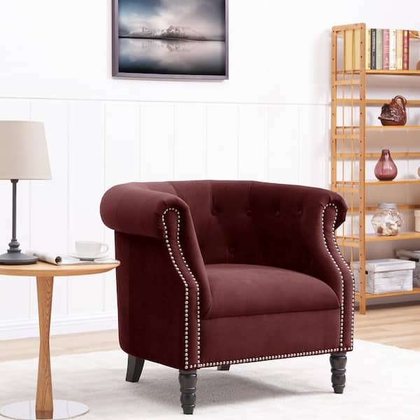 red velvet chesterfield chair