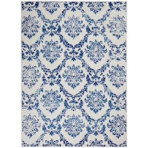 Whimsicle Ivory Navy 4 ft. x 6 ft. Floral French Country Contemporary Area Rug