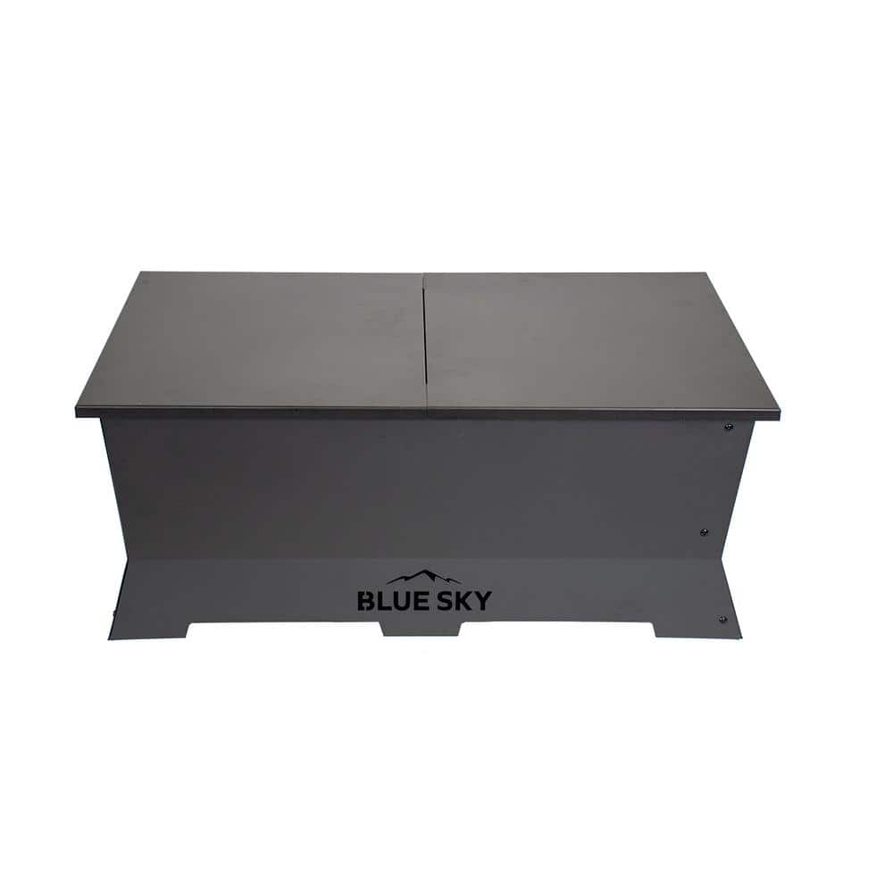 Black Steel Rectangle Fire Pit Lid with Drainage Design