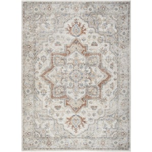 Astra Machine Washable Grey/Multi 5 ft. x 7 ft. Distressed Traditional Area Rug
