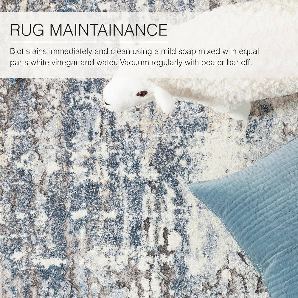 Benton Blue and Gray Abstract 8' x 10' Shag Rug