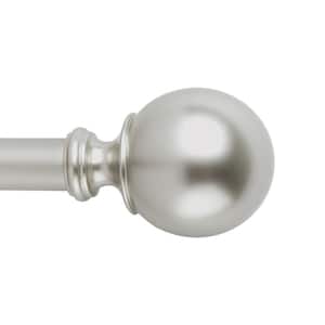 Ethan 36 in. x 72 in. Easy-Install Optional No Tools Adjustable 1 in. Single Rod Kit in Nickel with Ball Finials