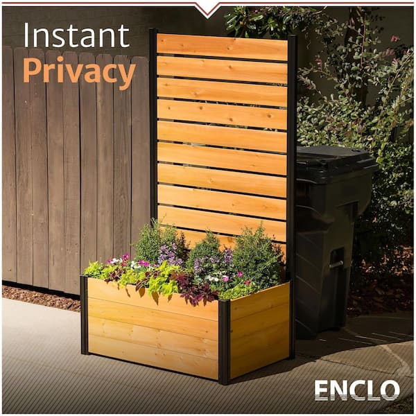 Enclo Privacy Screens Concord 6 ft. Cedar Flat Top Fence Panel with Planter Box
