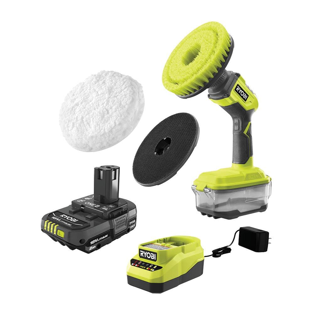RYOBI ONE+ 18V Cordless Telescoping Power Scrubber (Tool Only) with 6 in.  Lambswool Microfiber Kit P4500-A95LWK1 - The Home Depot