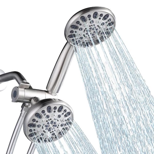 WOWOW 7-Spray 1.75 GPM 4.5 in. Wall Mount Handheld Shower Head in Brushed Nickel