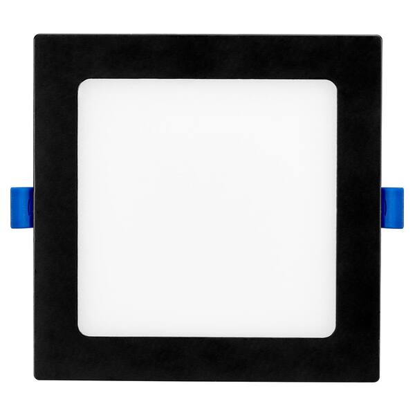 Maxxima 6 in. Slim Square Recessed LED Downlight, Black Trim