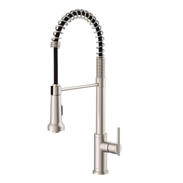 Parma Single Handle Pull Down Sprayer Kitchen Faucet with Pre-Rinse Spout in Stainless Steel