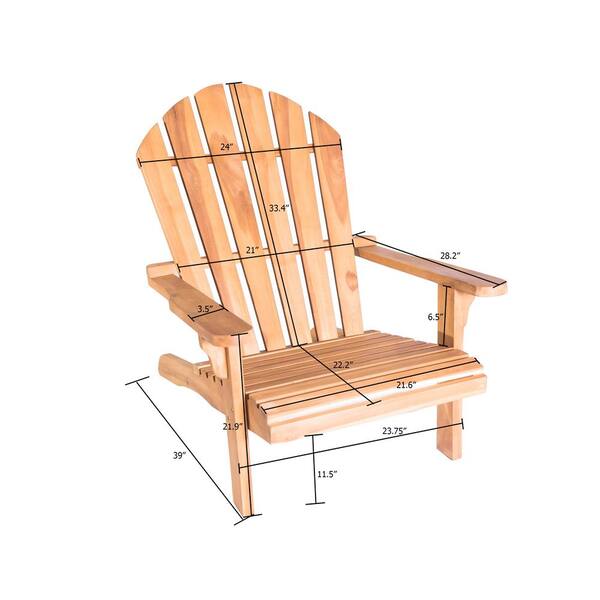 Luxeo Redondo Teak Wood Adirondack Chair And Cup Holder 2 Pack Lux 7407 Kit2 The Home Depot