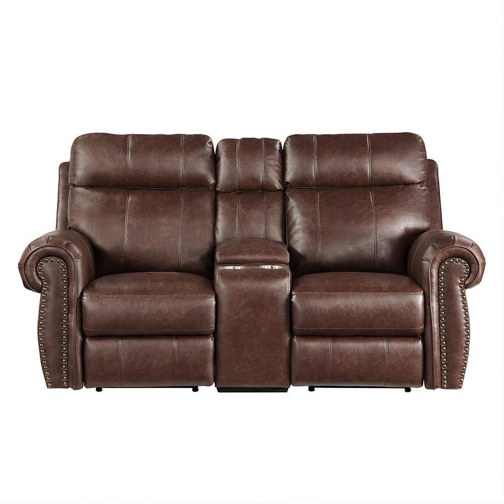 Lazzara Stader 74.5 in. W Brown Faux Leather Power Double