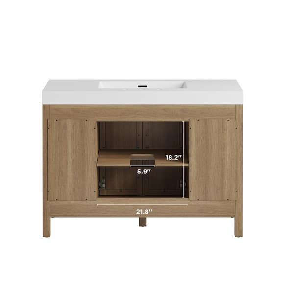 Glacier Bay Cargrove 48 in. Single Sink Oak Bath Vanity with White Resin Composite Top (Assembled) HODE48CGV