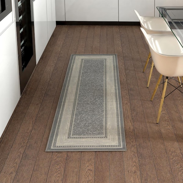 Ottohome Collection Non-Slip Rubberback Bordered 2x5 Indoor Runner Rug, 1  ft. 8 in. x 4 ft. 11 in., Gray