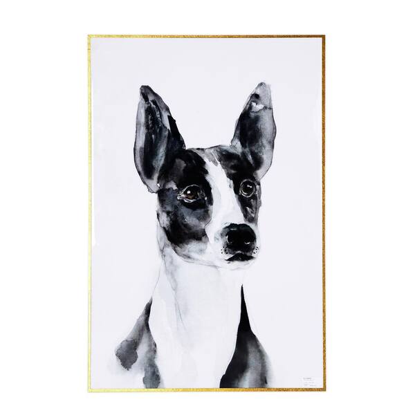 A & B Home 47.2 in. x 31.7 in. Black, White Terrier Framed Wall Art ...