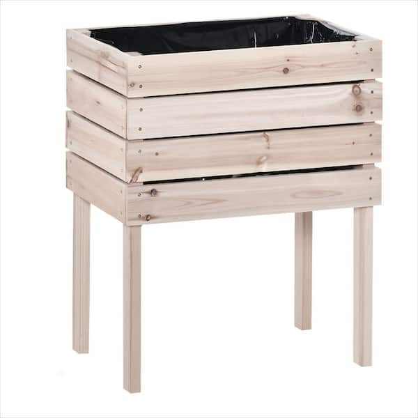 Unbranded 4-Piece Wood Raised Garden Bed Kit-DIY Shape Wooden Planter Boxes with Drainage Liners for Vegetables, Herbs, Flowers