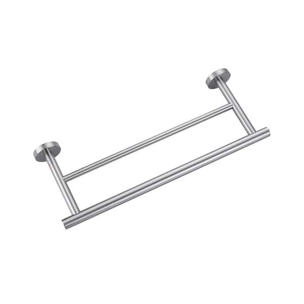 IVIGA Thicken SUS 304 Stainless Steel Double Round Bar 16 in. Wall Mount Towel Bar Bath Hardware Accessory in Brushed Nickel