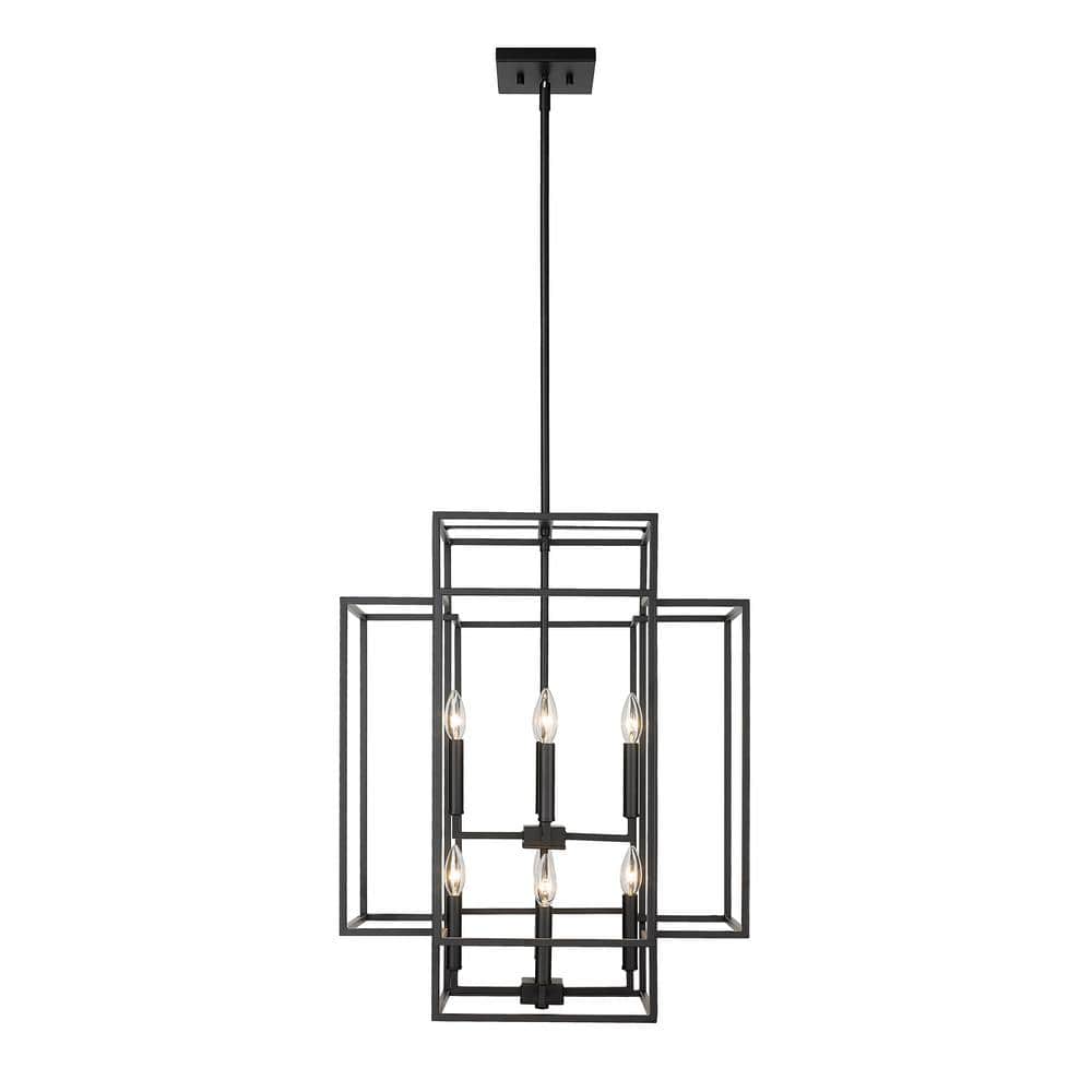 Titania Matte Black 8-Light Geometric Steel Chandelier