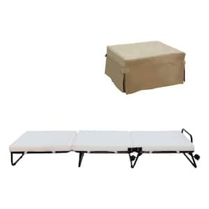 29.5" White Polyester Twin Sofa Bed with Convertible Feature & Slipcover
