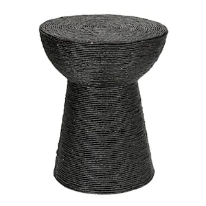 16.34 in. Black Round Wood Accent End Table