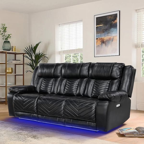 Lazzara Durant 87 in. W Pillow Top Arm Faux Leather Rectangle 2
