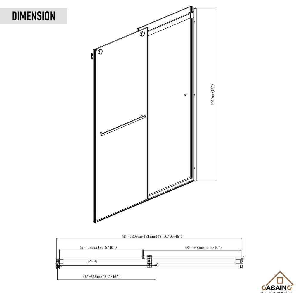 Chrome Frameless Double Sliding Shower Door with Clear Glass