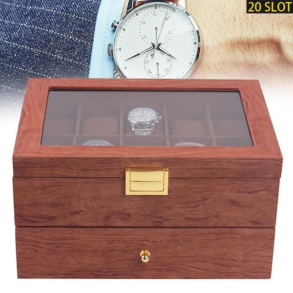 YIYIBYUS Brown Leather Automatic Watch Winder 4 plus 6 Watch Storage Box  OT-ZJGJ-852-US - The Home Depot