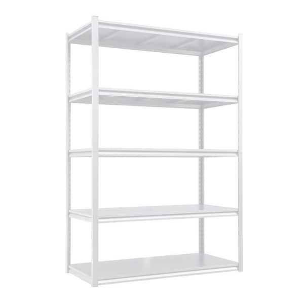 5-Tier Metal Shelves Pantry Organizer, 2000 lbs. Adjustable Garage Industrial, 47.2 in. W x 23.6 in. D x 72 in. H, White