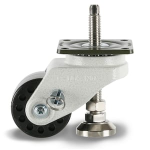 GDH 3 in. Nylon with Brake Swivel Iconic Ivory Plate Mounted Extended Leveling Caster with 1543 lb. Load Rating