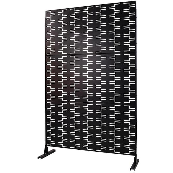 Outdoor and Indoor 6.3 ft. x 4 ft. Freestanding Decorative Privacy Fence Screen Black Metal for Garden Fence