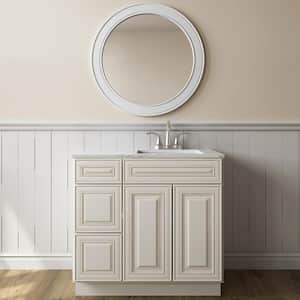 36 in. W x 21 in. D x 34.5 in. H in Cameo White Plywood Ready to Assemble Bath Vanity Cabinet without Top 3-Drawers