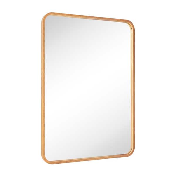 TEHOME Yorkshire 30 in. W x 40 in. H Rectangular Wood Framed Wall Mounted Bathroom Vanity Mirror in Natural Oak