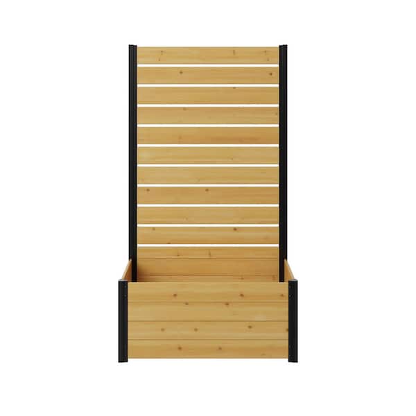 Concord 6 ft. H x 3.4 ft. W x 2.2 ft L Cedar Wood Flat Top Privacy Fence Screen Panel with Planter Box