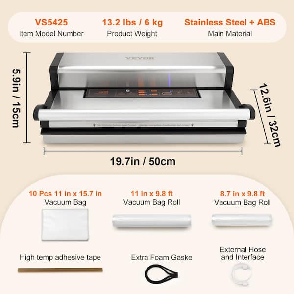 ANOVA Precision Vacuum Sealer, Includes 10 Precut Bags, For Sous Vide and  Food Storage ANVS01-US00 - The Home Depot