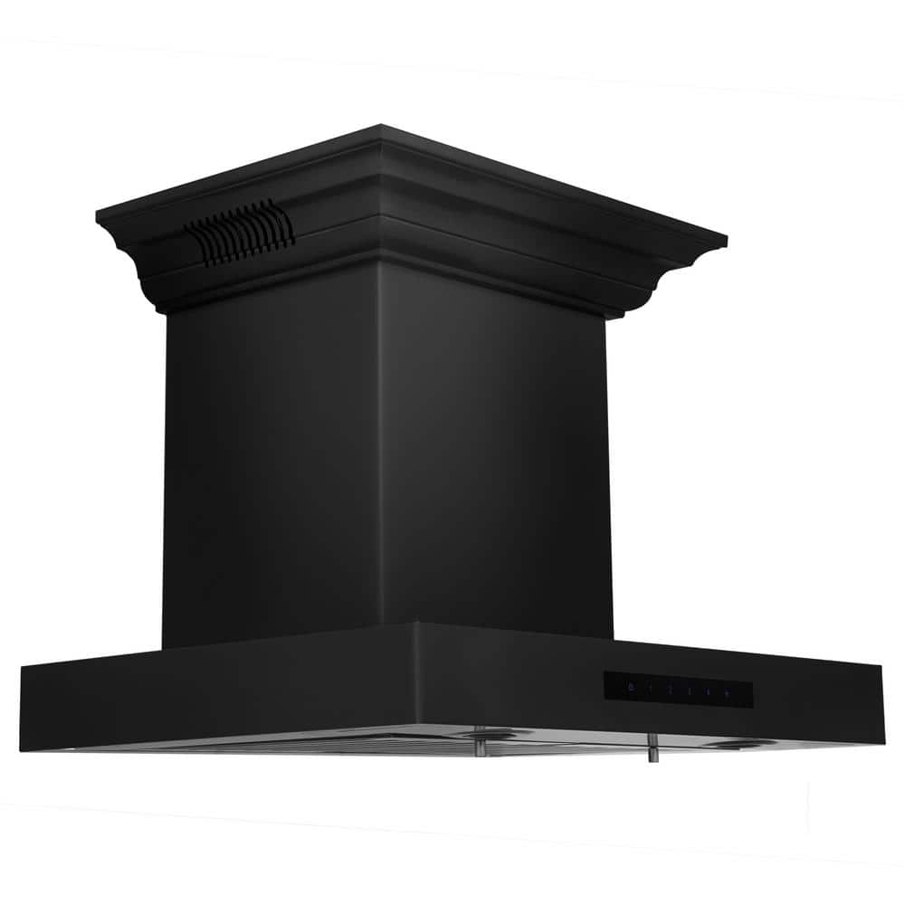 24 Inch Black Stainless Steel Wall Mount Range Hood with Bluetooth Speakers