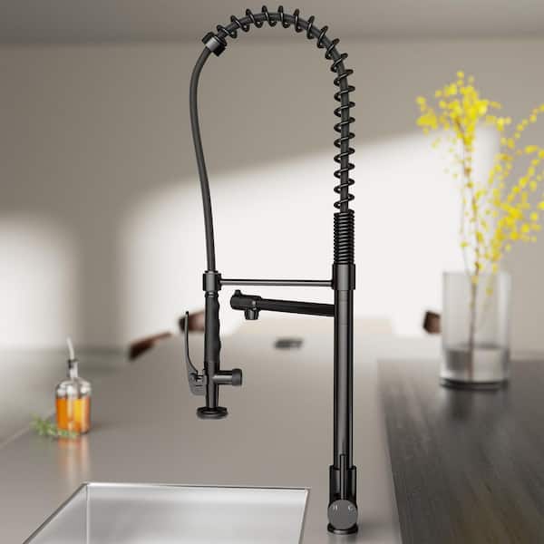 HOMLUX Single-Handle Pull-Down Sprayer Kitchen Faucet with Pot Filler in Matte Black