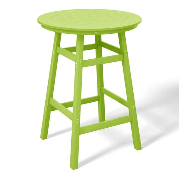 WESTIN OUTDOOR Laguna 35 in. Round HDPE Plastic All Weather Bar Height High Top Bistro Outdoor Bar Table in Lime