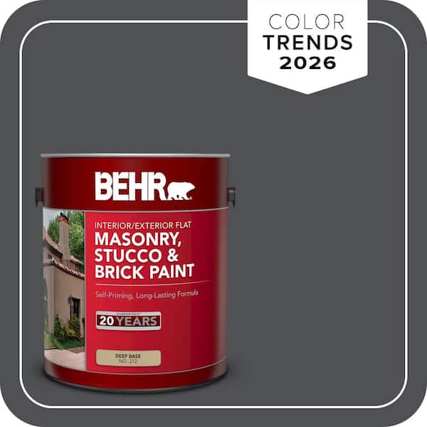 BEHR 1 gal. #PPU18-01 Cracked Pepper Flat Interior/Exterior Masonry, Stucco and Brick Paint