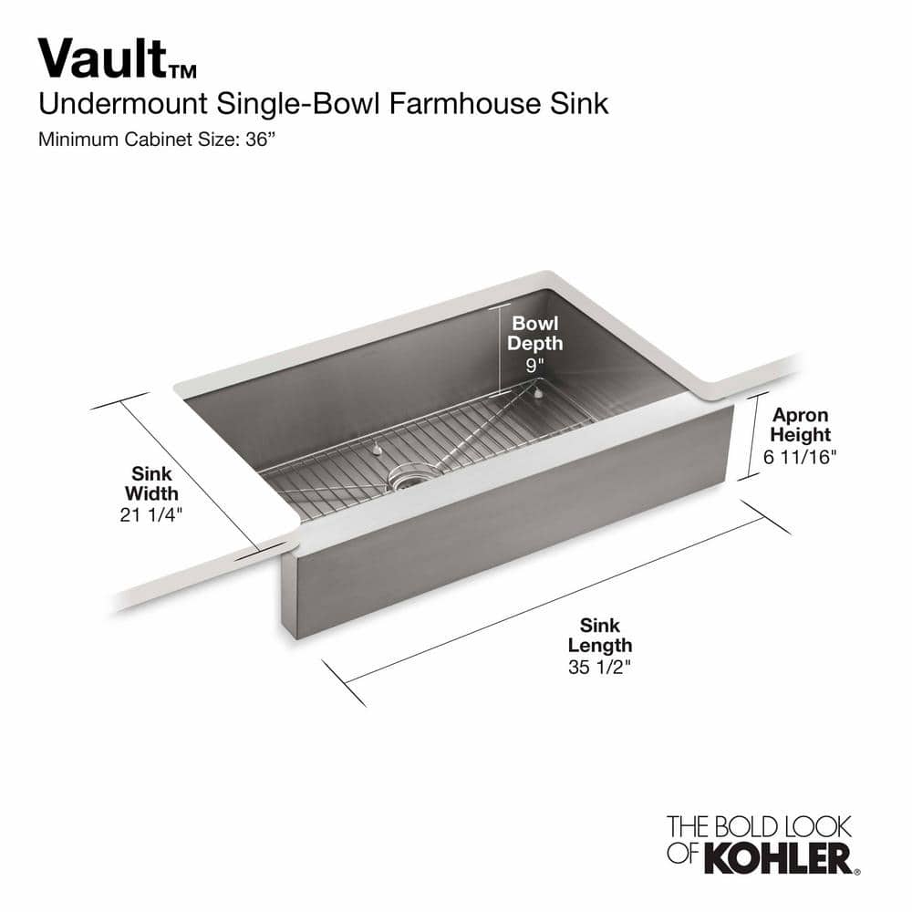 Vault 36" Stainless Steel Farmhouse Apron-Front Kitchen Sink