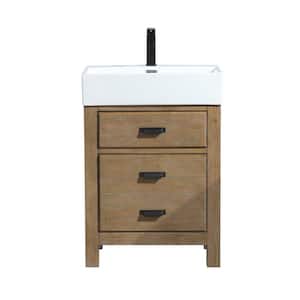 Ava 24 in. Single Bath Vanity in Reclaim Fir with Ceramic Vanity Top in White with Integrated Basin