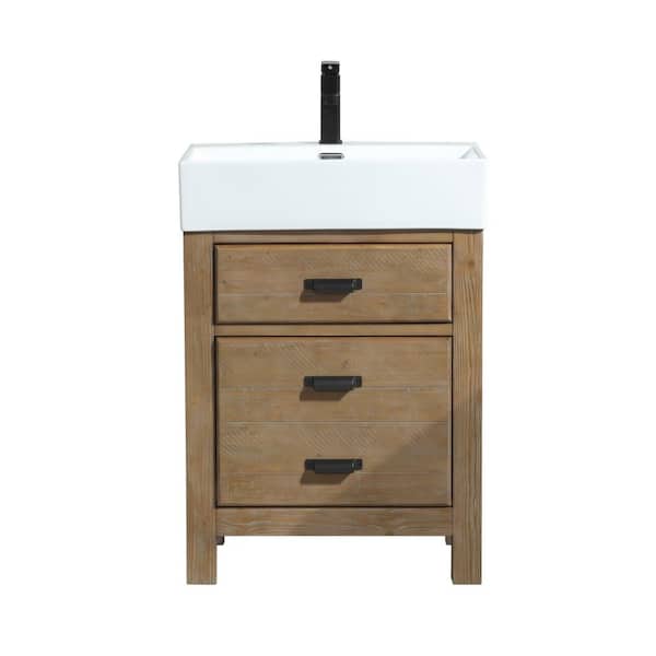 Ari Kitchen and Bath Ava 24 in. Single Bath Vanity in Reclaim Fir with Ceramic Vanity Top in White with Integrated Basin