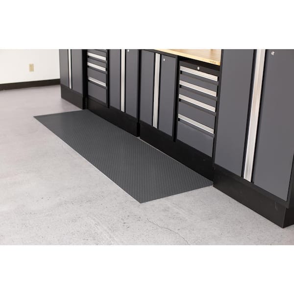 Small Coin 27 in. W x 96 in. L Slate Grey Commercial Grade Vinyl Performance Garage Flooring Runner