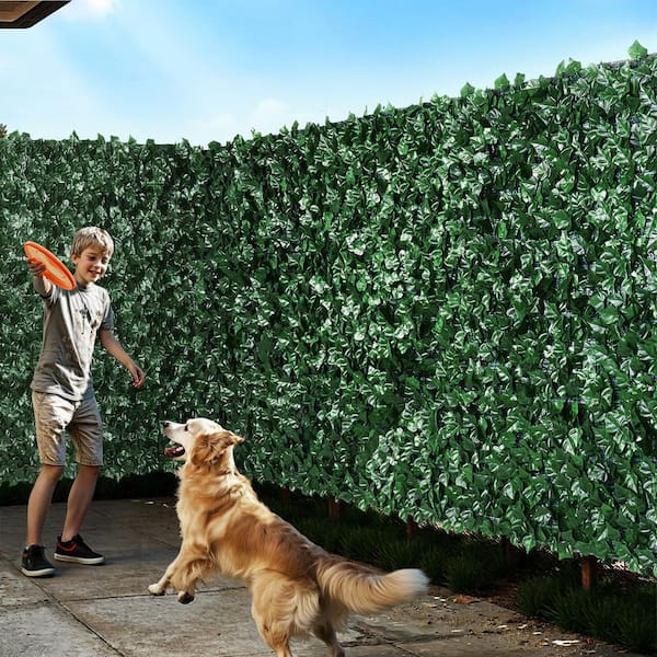 Artificial Green Wall 39 in. x 198 in. Polyethylene Ivy Privacy Garden Fence Screen Greenery Faux Hedges Vine Leaf