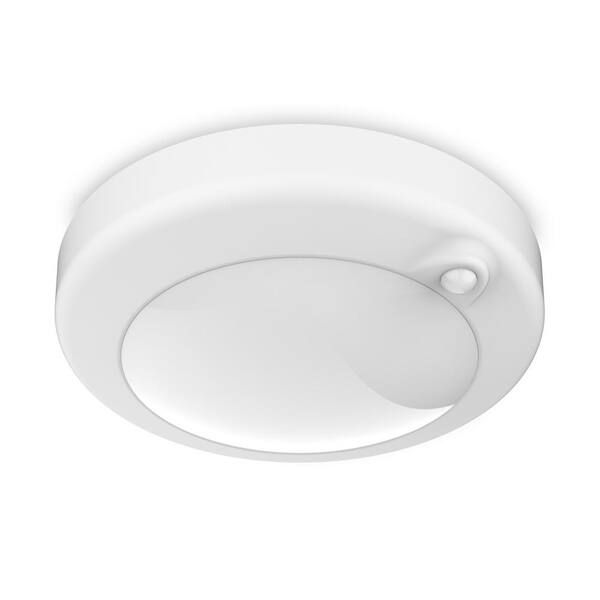 Photo 1 of 7.5 in. White Motion Sensor 25-WH Rechargeable LED Ceiling Fixture Light, 4000K Cool White