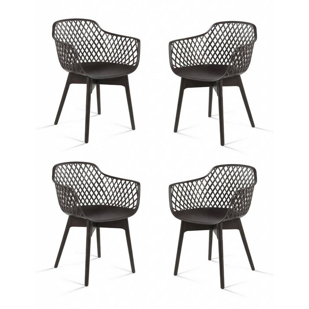 Dark Brown Plastic Hallow Pattern Outdoor Dining Chair Set of 4 price history on PriceWatchPro