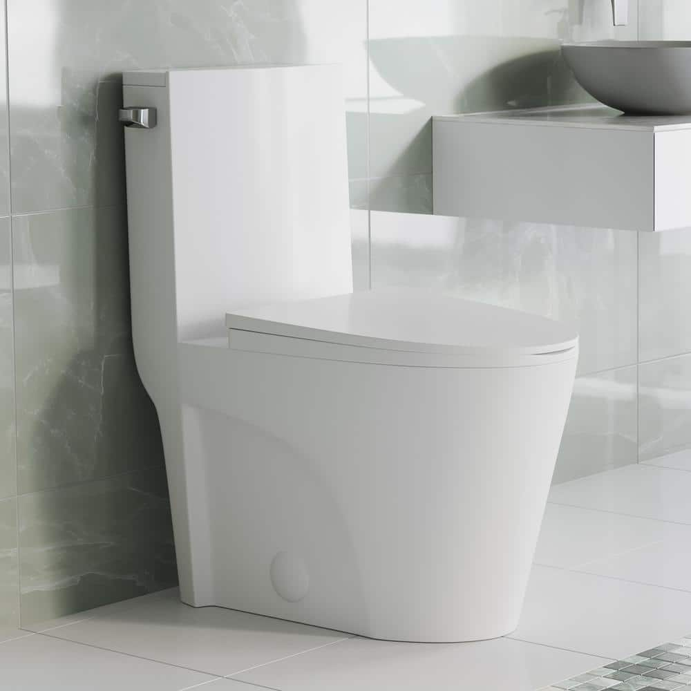 Swiss Madison St. Tropez 1-Piece 1.28 GPF Single Flush Elongated Toilet in White Glossy