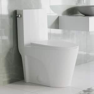 St. Tropez 1-Piece 1.28 GPF Single Flush Elongated Toilet in White Glossy