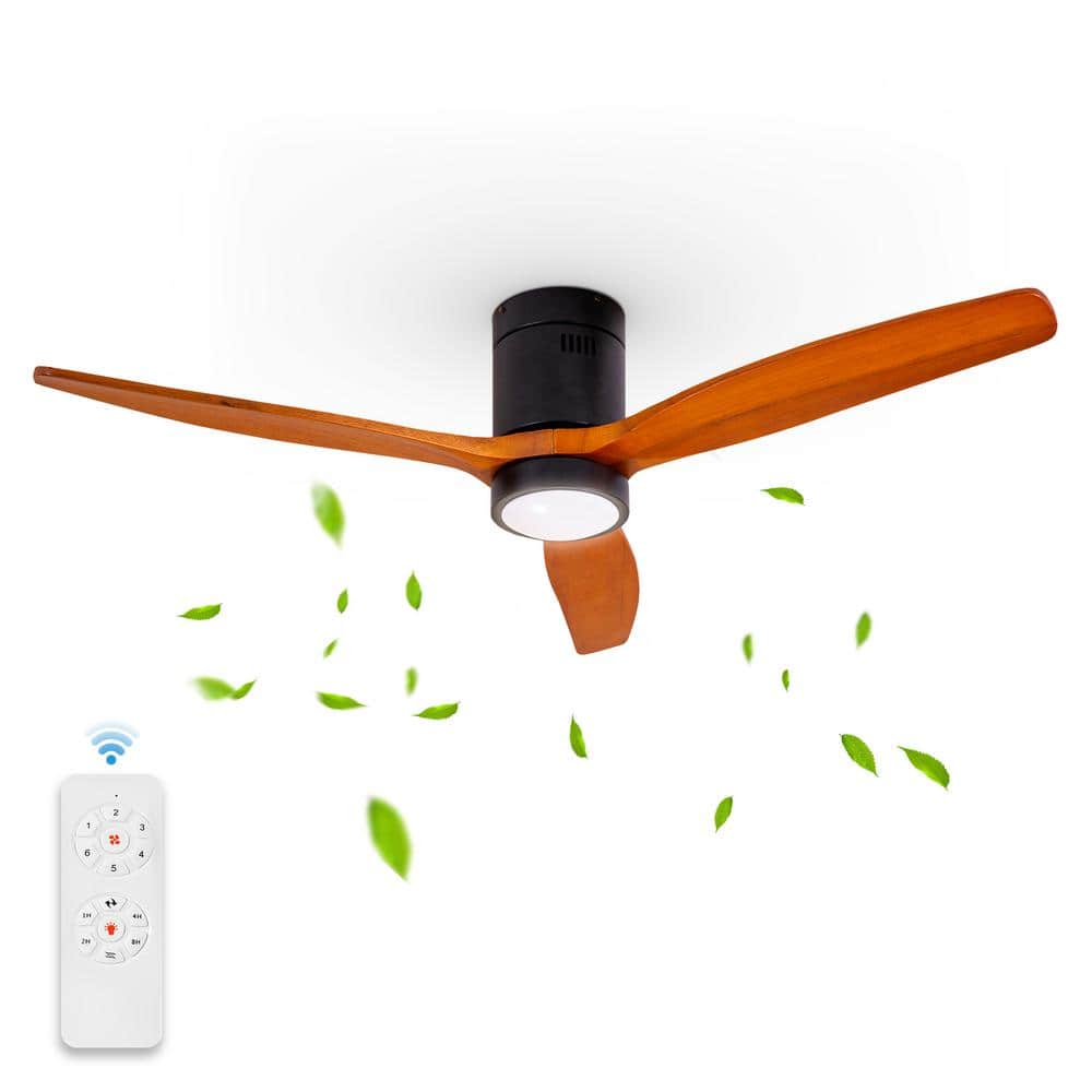 52 in. Smart Indoor Black Ceiling Fan with LED Light and Remote Control 3 C