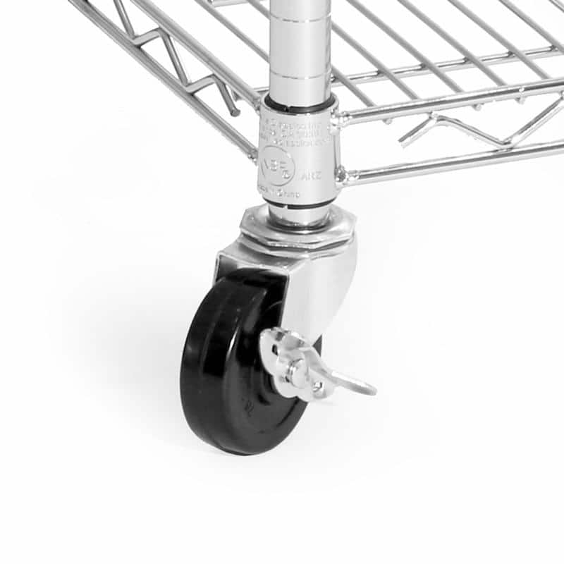 UltraDurable 5-Tier Silver Steel Shelving Unit with Wheels